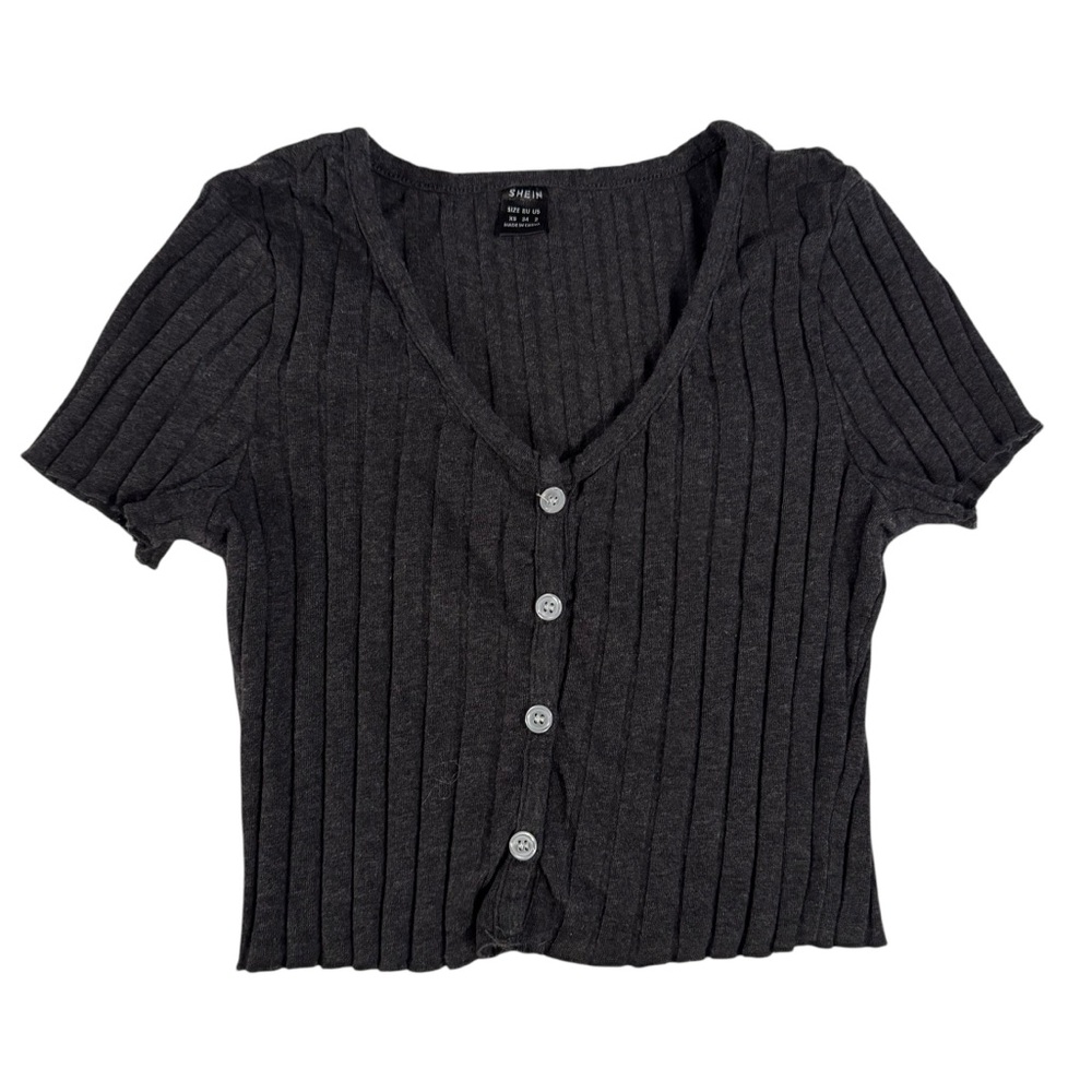 SHEIN juniors XS charcoal gray ribbed crop top